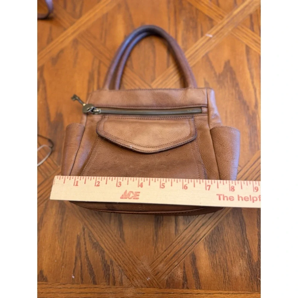 Vintage Fossil Caramel Brown Pebbled Leather Purse Shoulder Bag Crossbody #75082